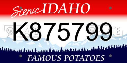 K875799 Idaho License Plate