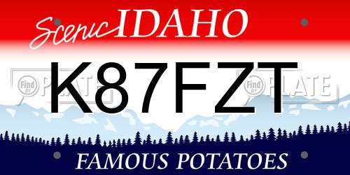 K87FZT Idaho License Plate