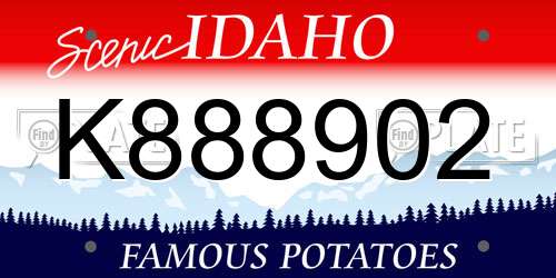 K888902 Idaho License Plate