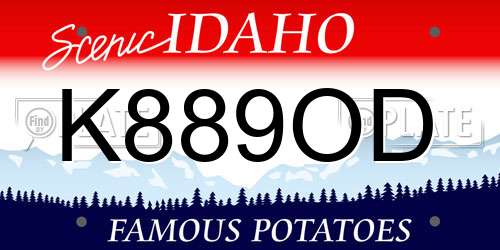 K889OD Idaho License Plate