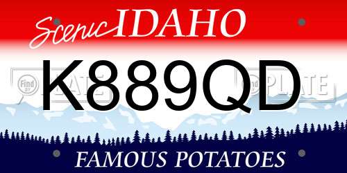 K889QD Idaho License Plate