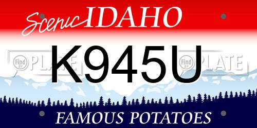 K945U Idaho License Plate