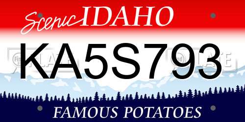 KA5S793 Idaho License Plate