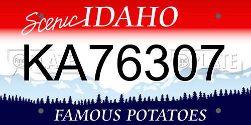 KA76307 Idaho License Plate