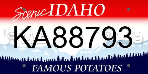 KA88793 Idaho License Plate