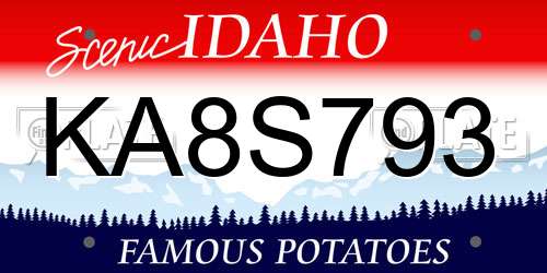 KA8S793 Idaho License Plate