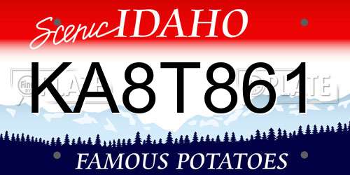 KA8T861 Idaho License Plate