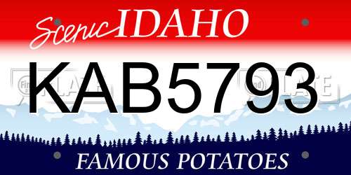 KAB5793 Idaho License Plate