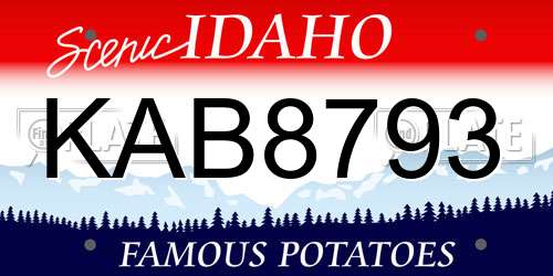 KAB8793 Idaho License Plate