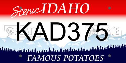 KAD375 Idaho License Plate