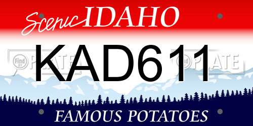 KAD611 Idaho License Plate