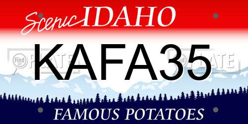 KAFA35 Idaho License Plate