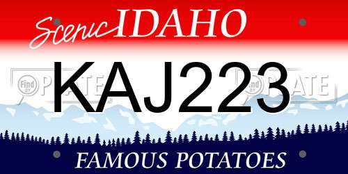 KAJ223 Idaho License Plate