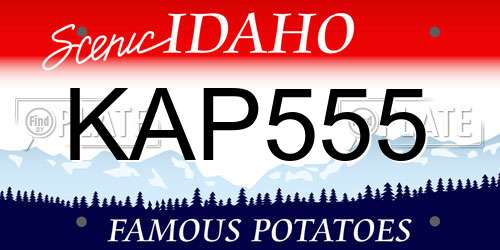 KAP555 Idaho License Plate