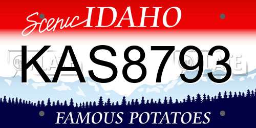 KAS8793 Idaho License Plate
