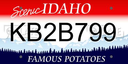 KB2B799 Idaho License Plate