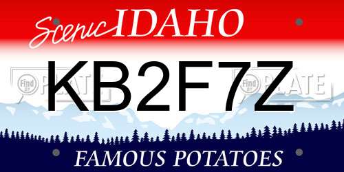 KB2F7Z Idaho License Plate