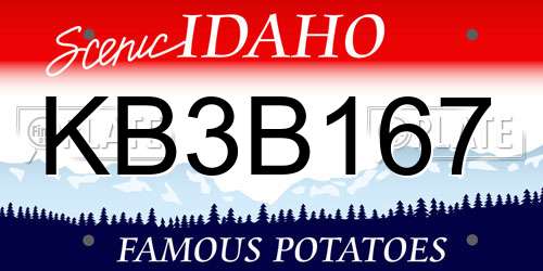 KB3B167 Idaho License Plate