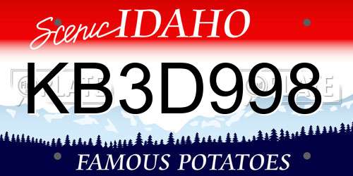 KB3D998 Idaho License Plate
