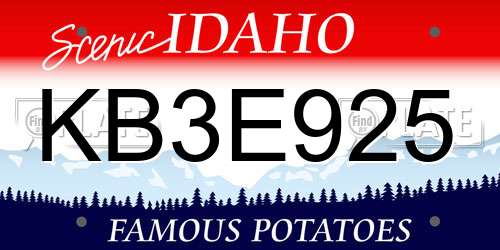 KB3E925 Idaho License Plate