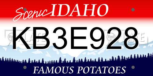 KB3E928 Idaho License Plate