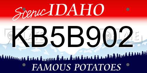 KB5B902 Idaho License Plate