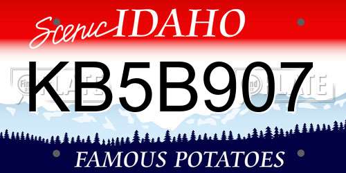 KB5B907 Idaho License Plate