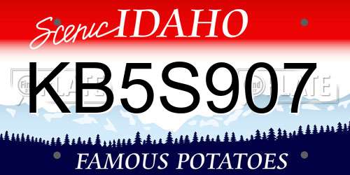 KB5S907 Idaho License Plate