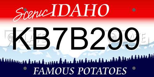 KB7B299 Idaho License Plate