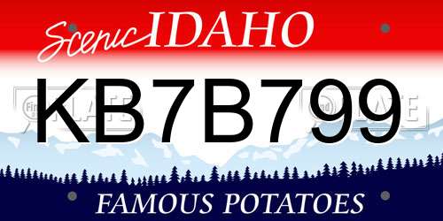KB7B799 Idaho License Plate