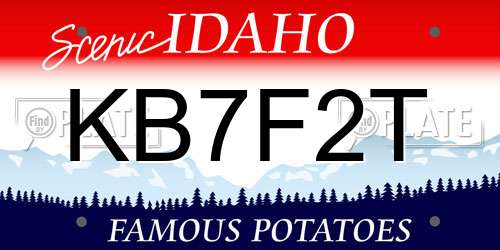 KB7F2T Idaho License Plate