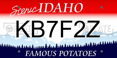 KB7F2Z Idaho License Plate