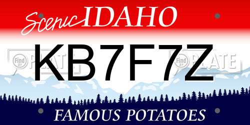 KB7F7Z Idaho License Plate
