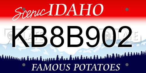 KB8B902 Idaho License Plate