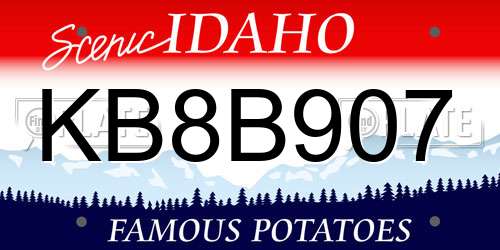 KB8B907 Idaho License Plate