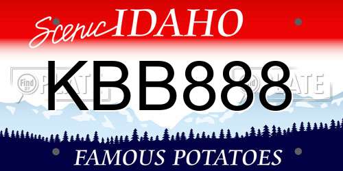 KBB888 Idaho License Plate