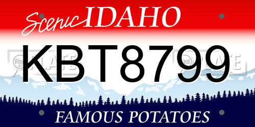 KBT8799 Idaho License Plate