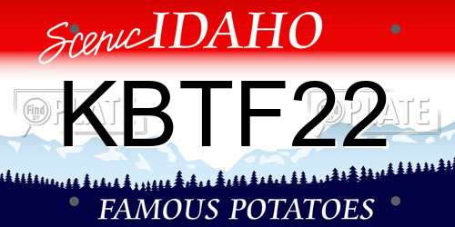 KBTF22 Idaho License Plate