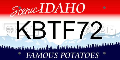 KBTF72 Idaho License Plate