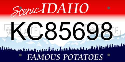 KC85698 Idaho License Plate