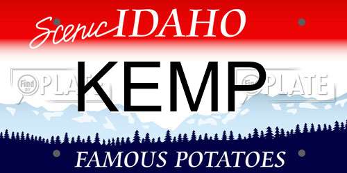 KEMP Idaho License Plate