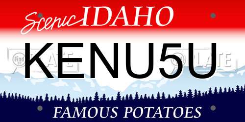 KENU5U Idaho License Plate