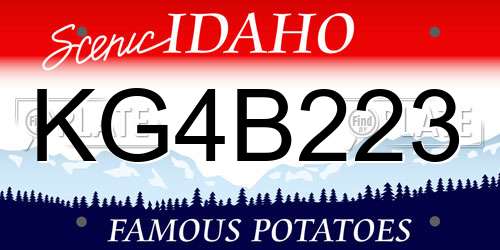 KG4B223 Idaho License Plate