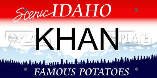 KHAN Idaho License Plate