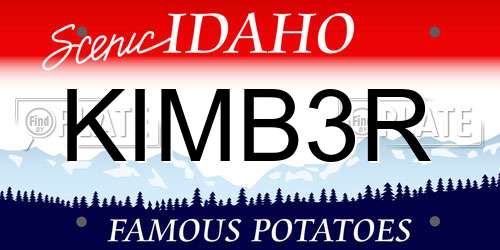 KIMB3R Idaho License Plate