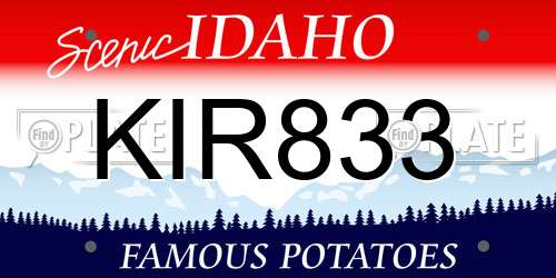 KIR833 Idaho License Plate