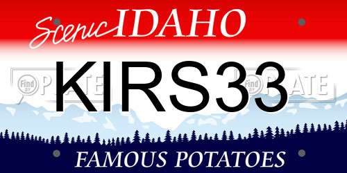 KIRS33 Idaho License Plate