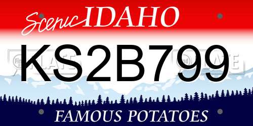 KS2B799 Idaho License Plate