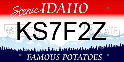 KS7F2Z Idaho License Plate