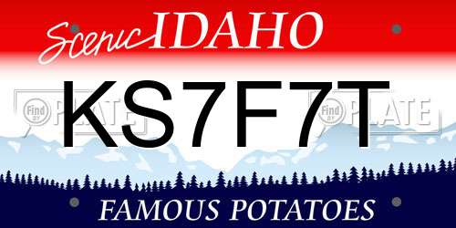 KS7F7T Idaho License Plate